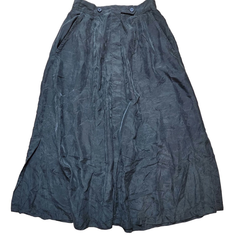 Pacific silk s skirt a line black button up adjustable modest Wednesday